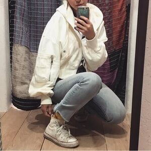 Free People Iconic Cropped Zip Up Hoodie